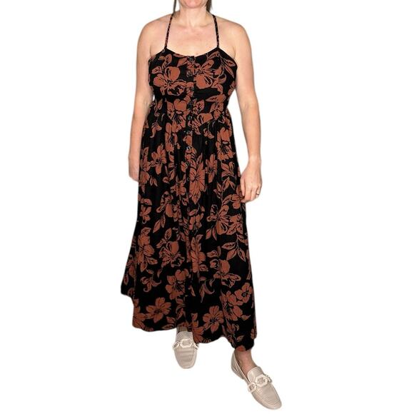 FREE PEOPLE Terracotta Linen Perfect Sundress Dark Combo Women's Size Small - Picture 2 of 10